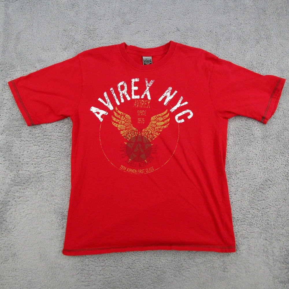 Avirex Shirt Women 14/16 Red NYC 75th Airmen First Class Graphic Tee